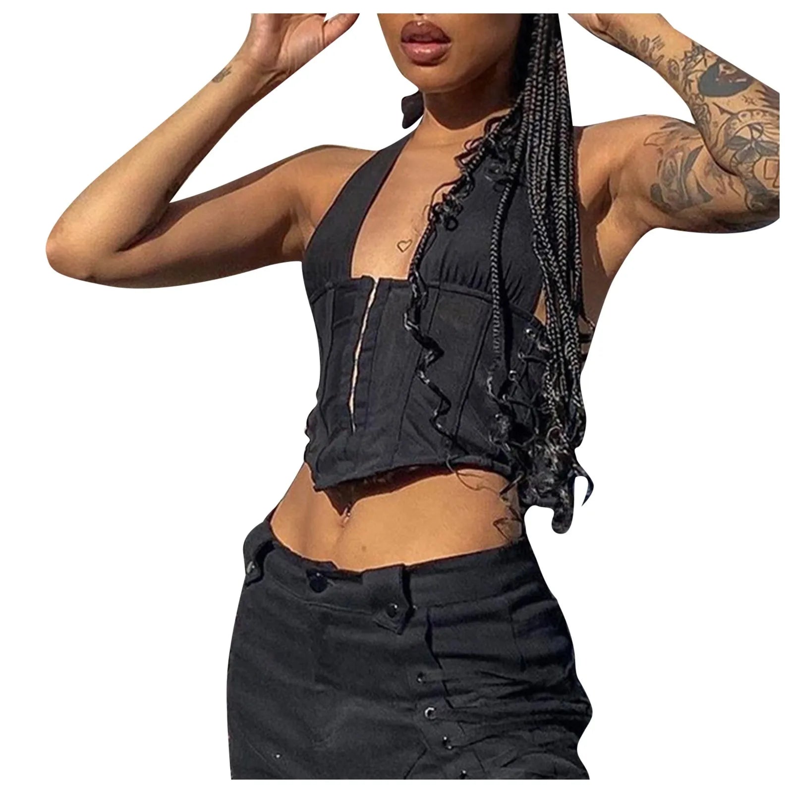 V-Neck Backless Crop Top